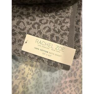 Rachel Zoe Luxury Bath Sheet Towel Gray Leopard Jacquard 100% Cotton 34x64 NWT